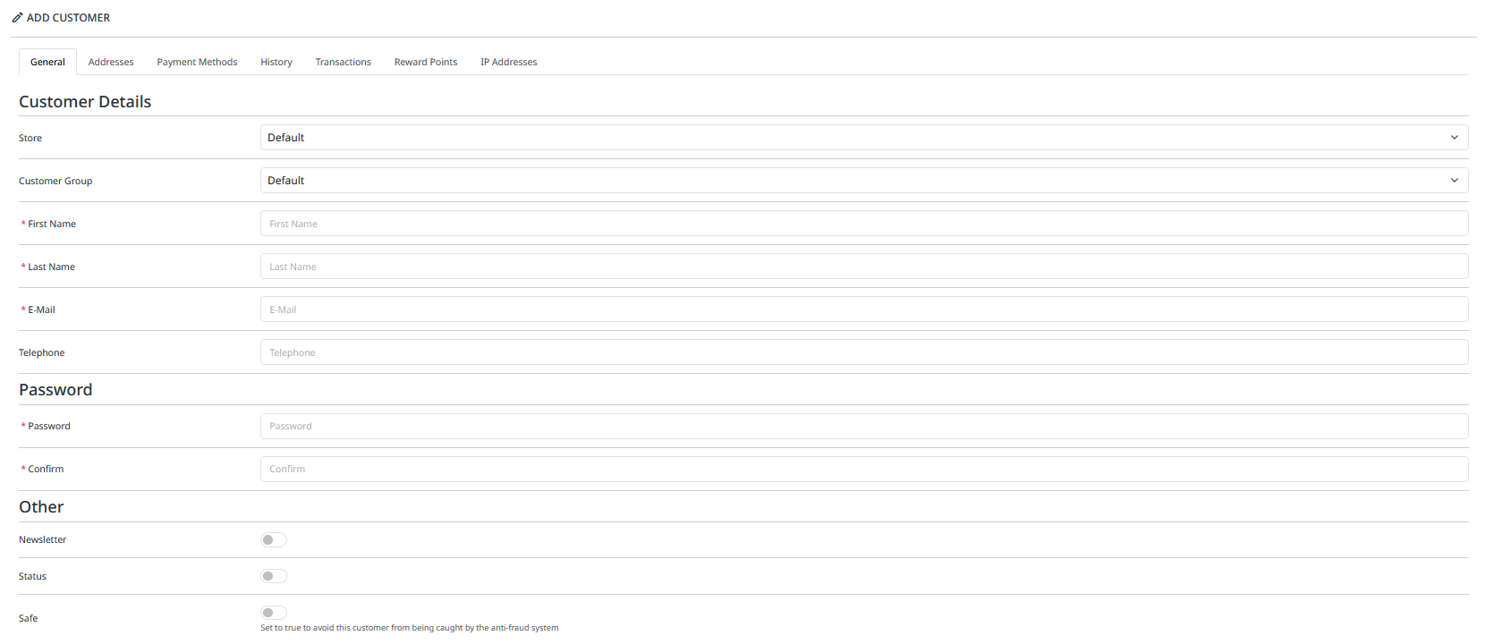 Customer general tab
