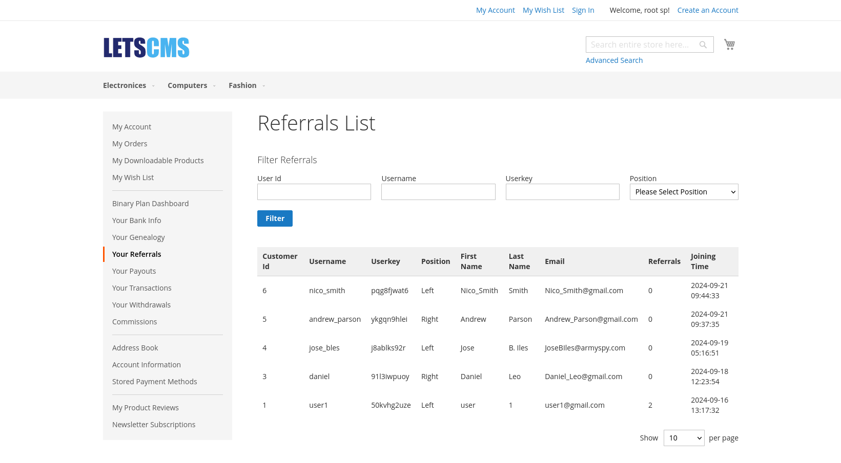 binary mlm Binary_Dashboard_Referrals