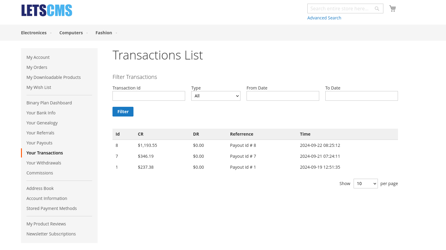 binary mlm user_tran